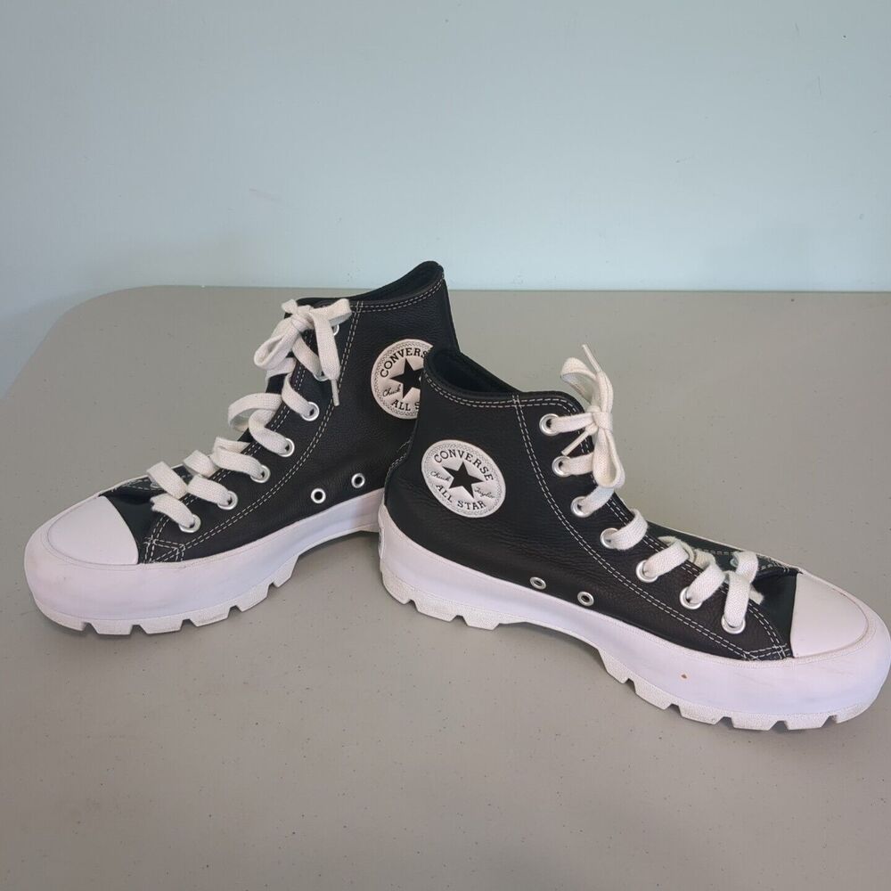 Converse Womens Chuck Taylor All Star Lugged Hi Leather Black Shoes Sneakers 8